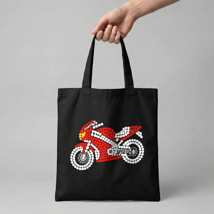 Motocykl z kropek - dzień kropki - torba na prezent