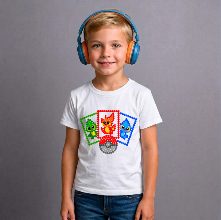 Karty kolekcjonerskie z kropek - dzień kropki - dziecięca koszulka na prezent - inspirowane Pokémonami