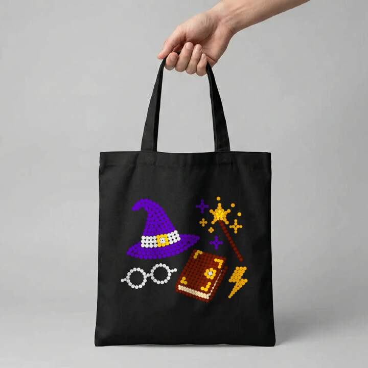 Magia i czary z kropek - dzień kropki - torba na prezent - inspirowane Harrym Potterem