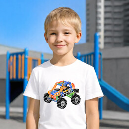 Auto z klocków z kropek - dzień kropki - dziecięca koszulka na prezent - inspirowane LEGO Technic