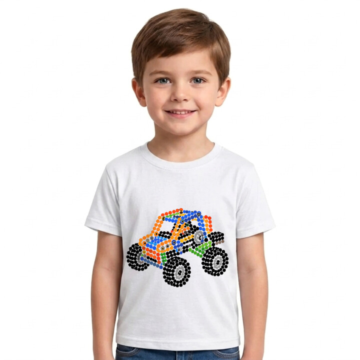 Auto z klocków z kropek - dzień kropki - dziecięca koszulka na prezent - inspirowane LEGO Technic