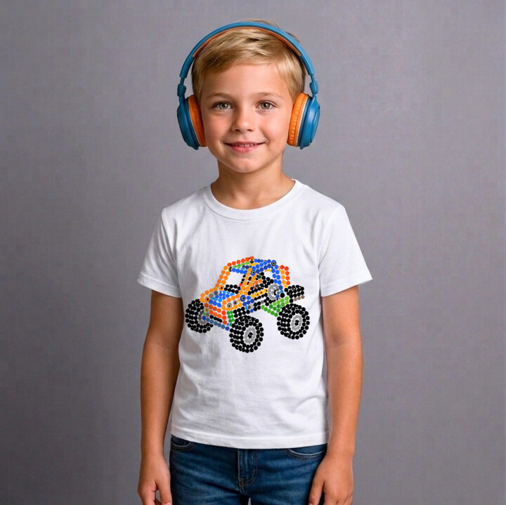 Auto z klocków z kropek - dzień kropki - dziecięca koszulka na prezent - inspirowane LEGO Technic