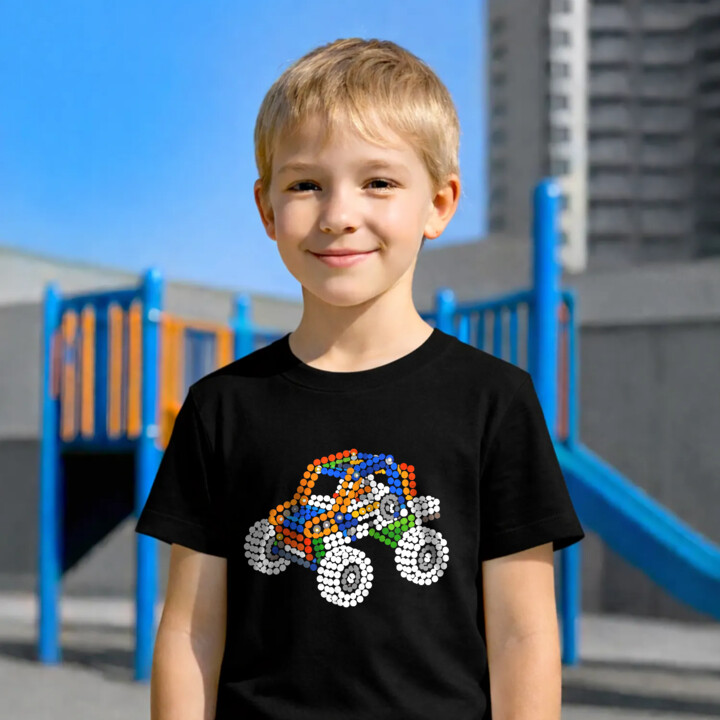 Auto z klocków z kropek - dzień kropki - dziecięca koszulka na prezent - inspirowane LEGO Technic