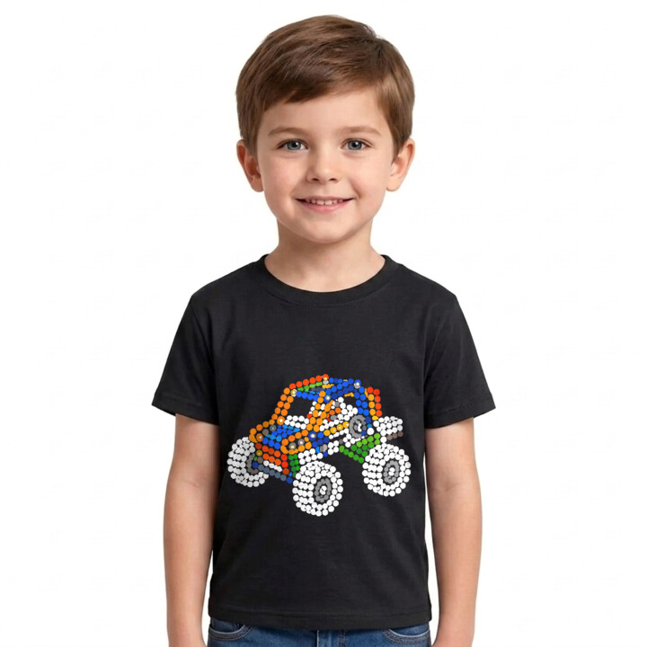 Auto z klocków z kropek - dzień kropki - dziecięca koszulka na prezent - inspirowane LEGO Technic