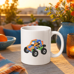 Auto z klocków z kropek - dzień kropki - kubek na prezent - inspirowane LEGO Technic