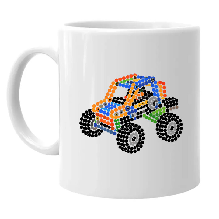 Auto z klocków z kropek - dzień kropki - kubek na prezent - inspirowane LEGO Technic