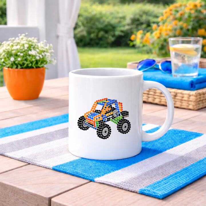 Auto z klocków z kropek - dzień kropki - kubek na prezent - inspirowane LEGO Technic