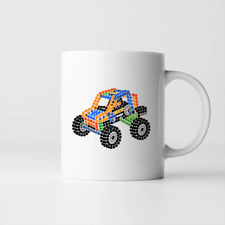 Auto z klocków z kropek - dzień kropki - kubek na prezent - inspirowane LEGO Technic