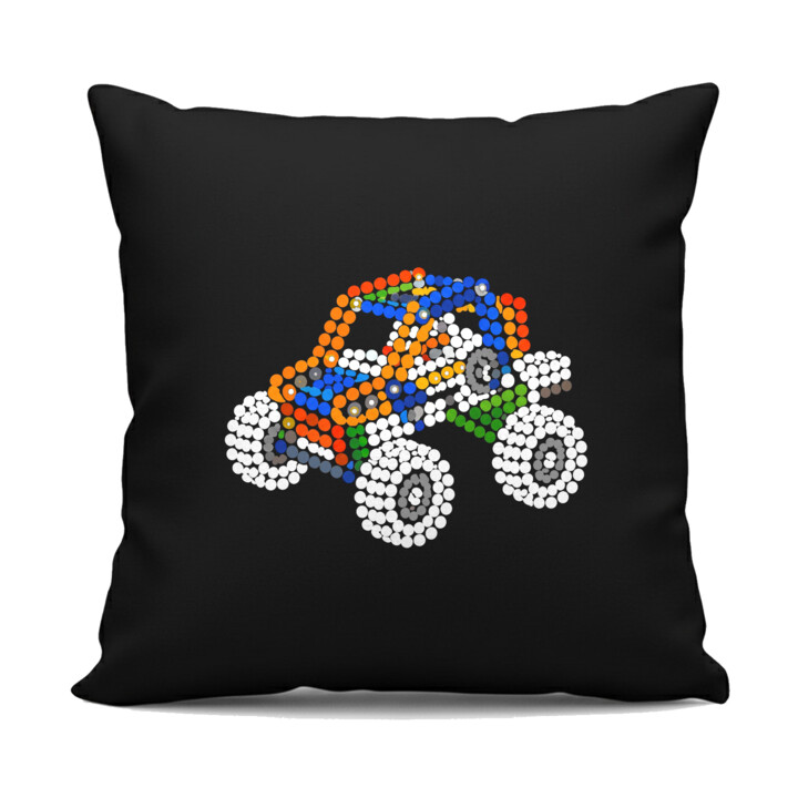 Auto z klocków z kropek - dzień kropki - czarna poduszka na prezent - inspirowane LEGO Technic