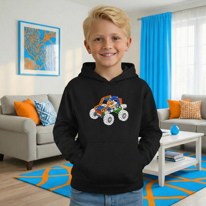 Auto z klocków z kropek - dzień kropki - dziecięca bluza na prezent - inspirowane LEGO Technic