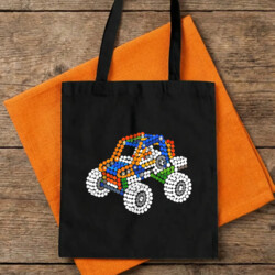 Auto z klocków z kropek - dzień kropki - torba na prezent - inspirowane LEGO Technic