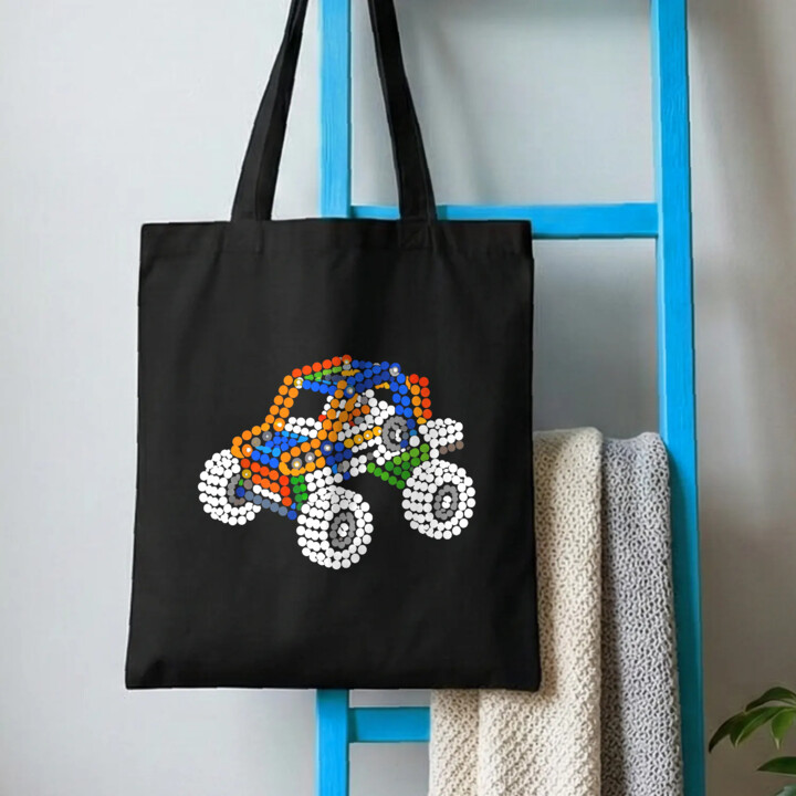 Auto z klocków z kropek - dzień kropki - torba na prezent - inspirowane LEGO Technic