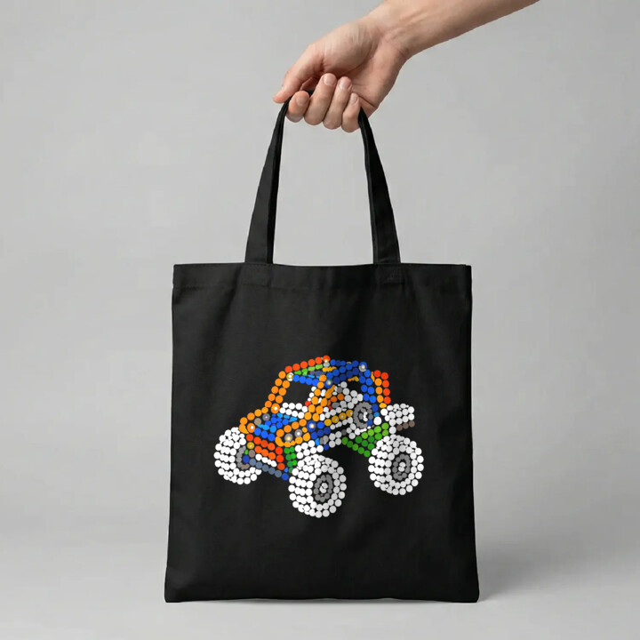 Auto z klocków z kropek - dzień kropki - torba na prezent - inspirowane LEGO Technic
