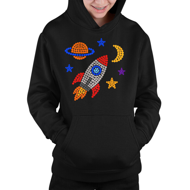 Rakieta i kosmos z kropek - dzień kropki - dziecięca bluza na prezent