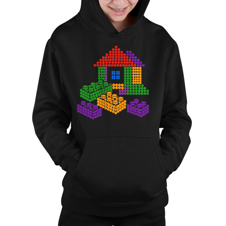 Domek z klocków z kropek - dzień kropki - dziecięca bluza na prezent - inspirowane klockami LEGO