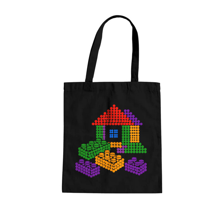 Domek z klocków z kropek - dzień kropki - torba na prezent - inspirowane klockami LEGO