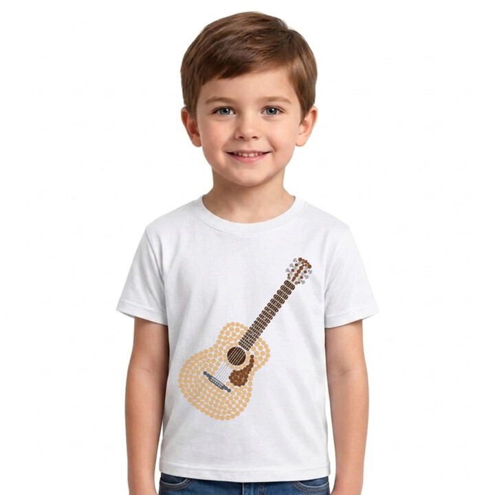 Gitara akustyczna z kropek - dzień kropki - dziecięca koszulka na prezent