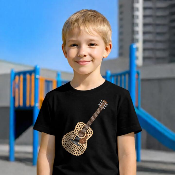 Gitara akustyczna z kropek - dzień kropki - dziecięca koszulka na prezent