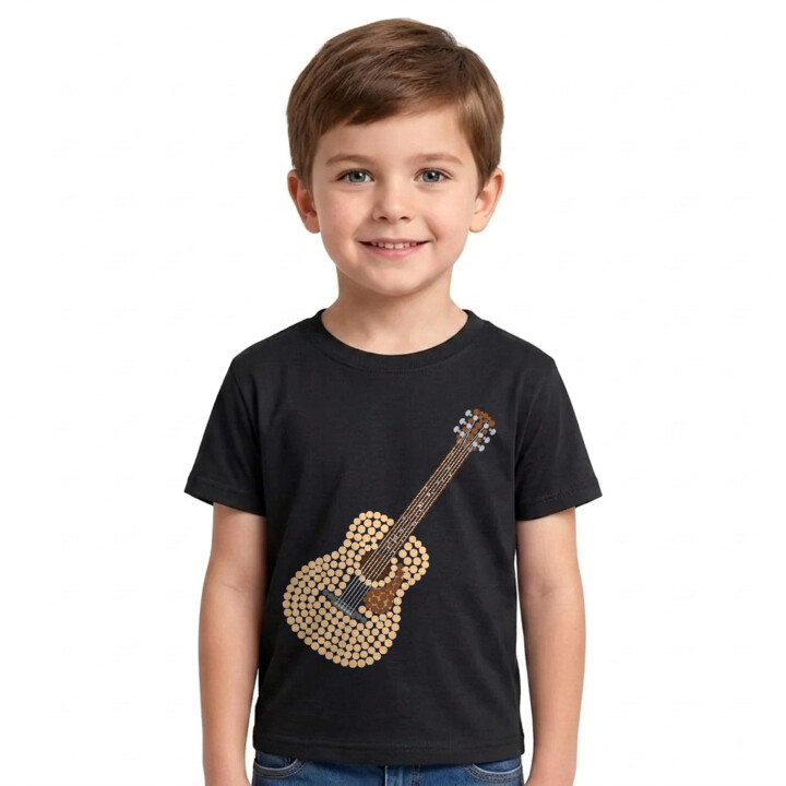 Gitara akustyczna z kropek - dzień kropki - dziecięca koszulka na prezent