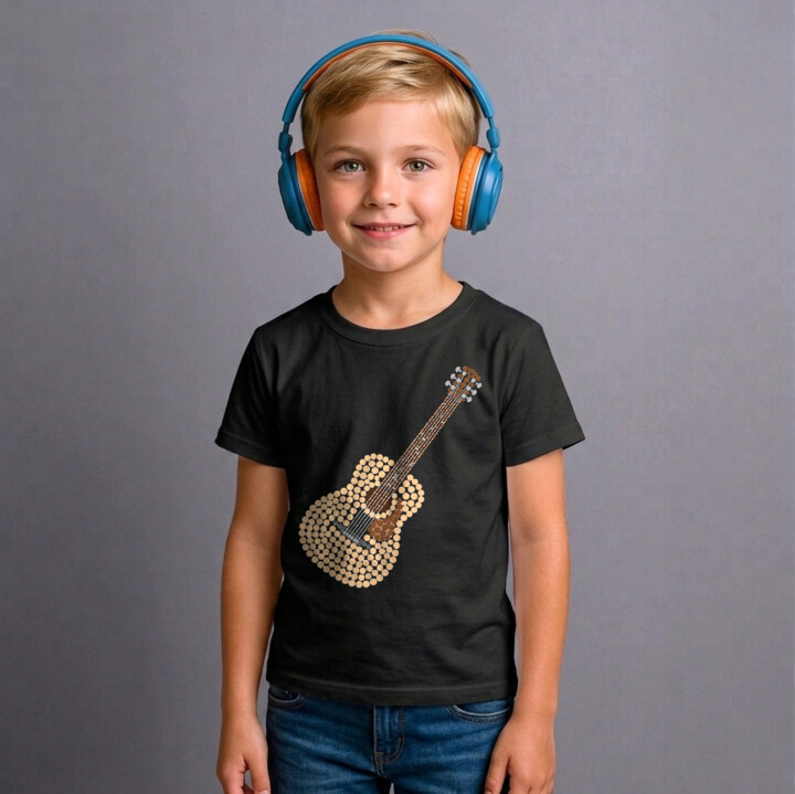Gitara akustyczna z kropek - dzień kropki - dziecięca koszulka na prezent
