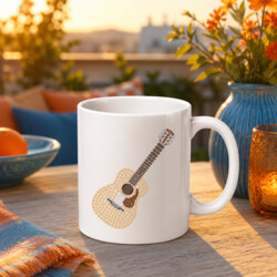 Gitara akustyczna z kropek - dzień kropki - kubek na prezent