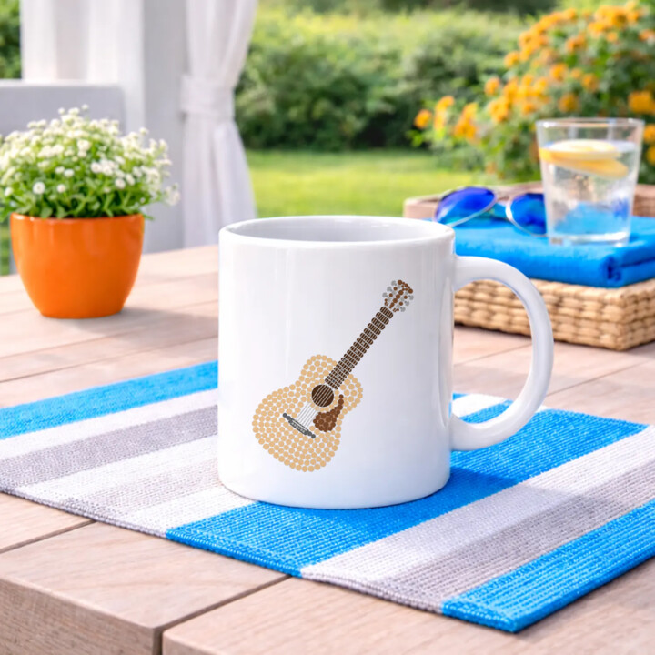 Gitara akustyczna z kropek - dzień kropki - kubek na prezent