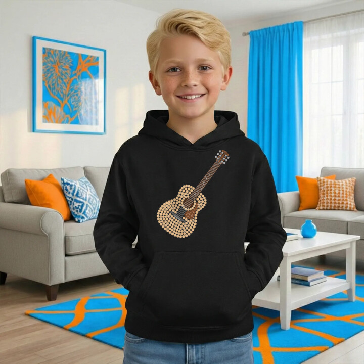 Gitara akustyczna z kropek - dzień kropki - dziecięca bluza na prezent
