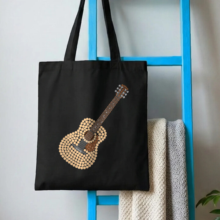 Gitara akustyczna z kropek - dzień kropki - torba na prezent