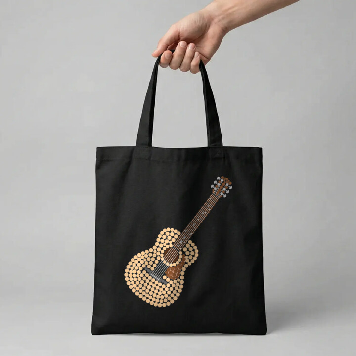 Gitara akustyczna z kropek - dzień kropki - torba na prezent
