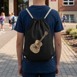 Gitara akustyczna z kropek - dzień kropki - worko-plecak na prezent