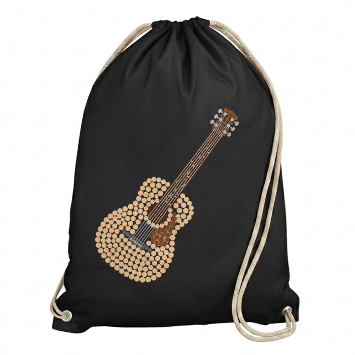 Gitara akustyczna z kropek - dzień kropki - worko-plecak na prezent
