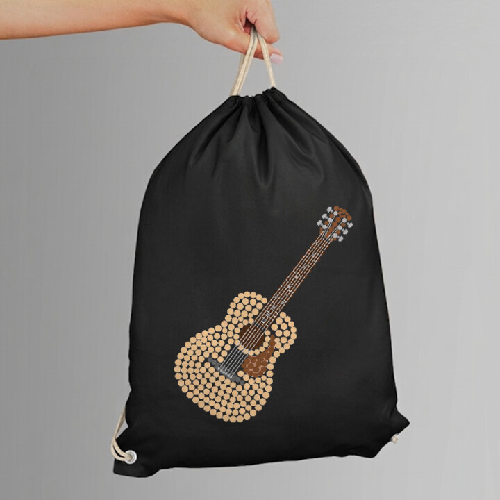 Gitara akustyczna z kropek - dzień kropki - worko-plecak na prezent