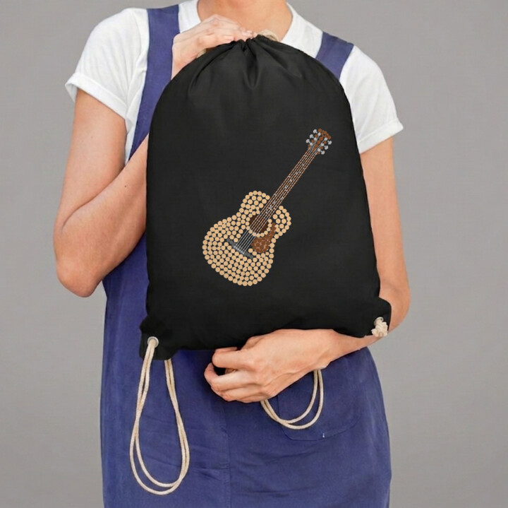 Gitara akustyczna z kropek - dzień kropki - worko-plecak na prezent