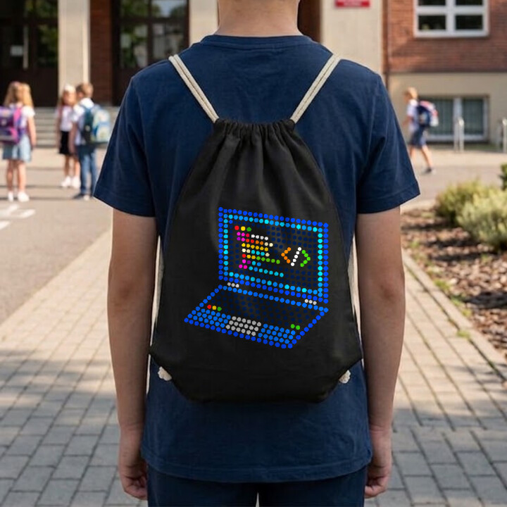 Mały programista z kropek - dzień kropki - worko-plecak na prezent