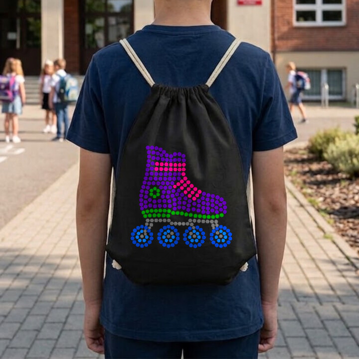 Rolki z kropek - dzień kropki - worko-plecak na prezent