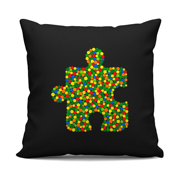 Puzzle z kropek - dzień kropki - czarna poduszka na prezent