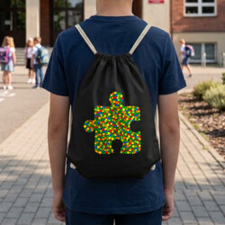 Puzzle z kropek - dzień kropki - worko-plecak na prezent