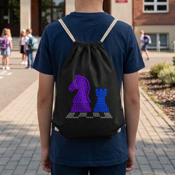 Szachy z kropek - dzień kropki - worko-plecak na prezent
