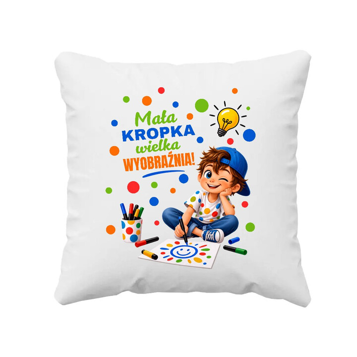 Mała kropka wielka wyobraźnia - dzień kropki - poduszka na prezent