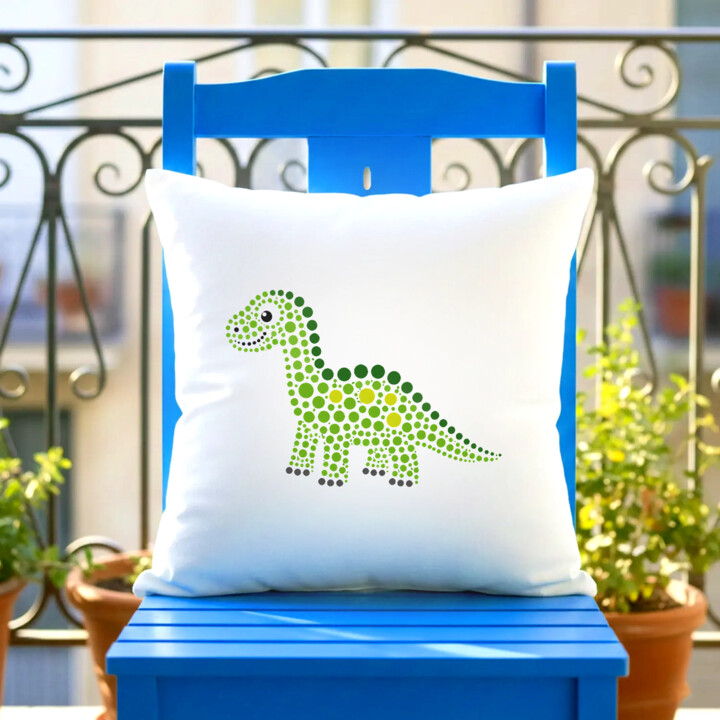 Dinozaur z kropek - dzień kropki - poduszka na prezent