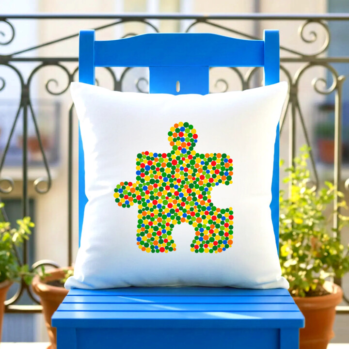 Puzzle z kropek - dzień kropki - poduszka na prezent