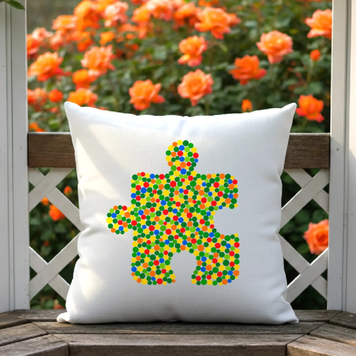 Puzzle z kropek - dzień kropki - poduszka na prezent