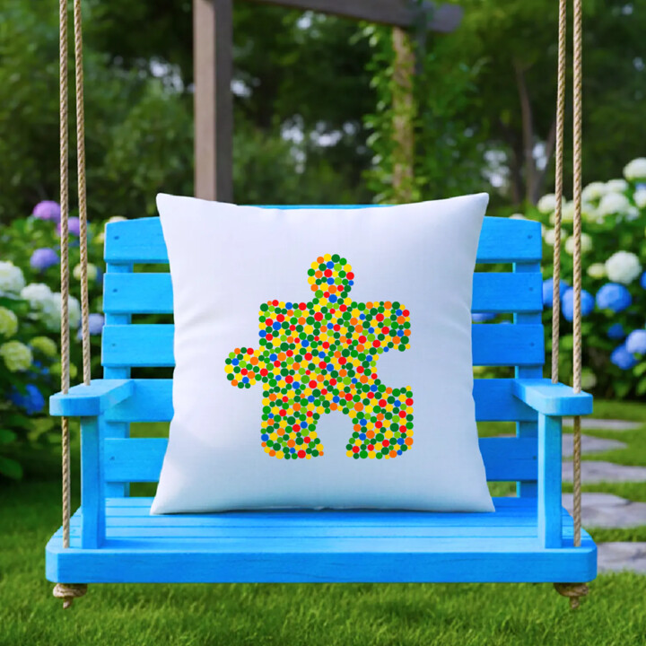 Puzzle z kropek - dzień kropki - poduszka na prezent