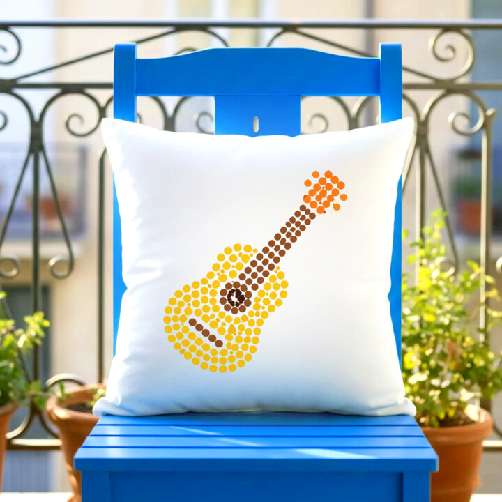Gitara z kropek - dzień kropki - poduszka na prezent