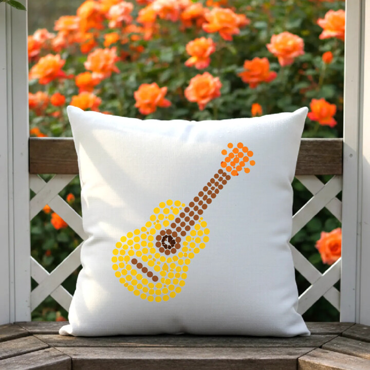 Gitara z kropek - dzień kropki - poduszka na prezent