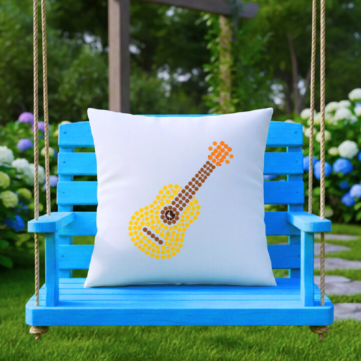 Gitara z kropek - dzień kropki - poduszka na prezent