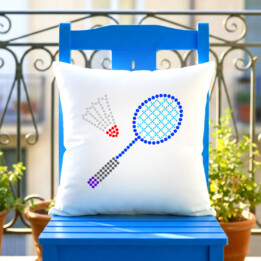 Badminton z kropek - dzień kropki - poduszka na prezent