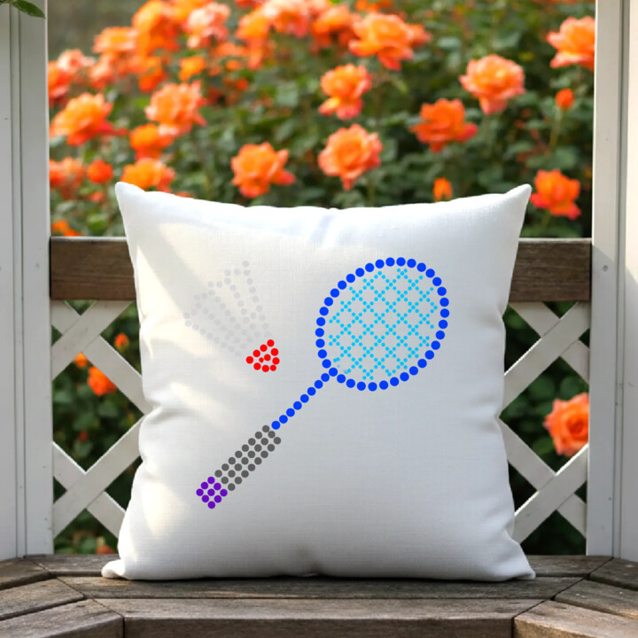 Badminton z kropek - dzień kropki - poduszka na prezent