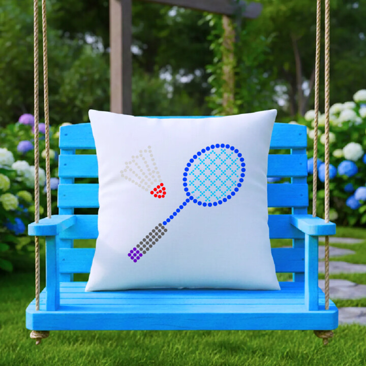 Badminton z kropek - dzień kropki - poduszka na prezent