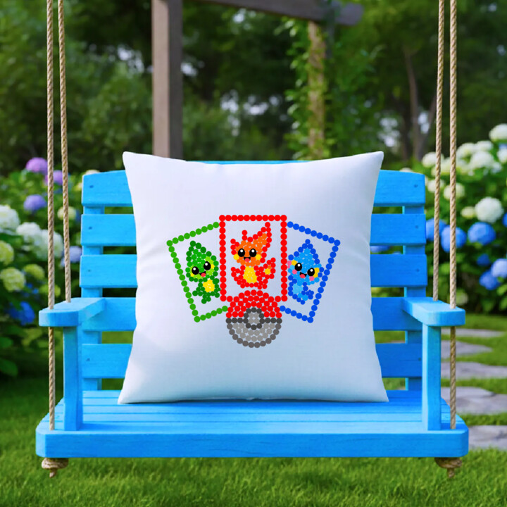 Karty kolekcjonerskie z kropek - dzień kropki - poduszka na prezent - inspirowane Pokémonami